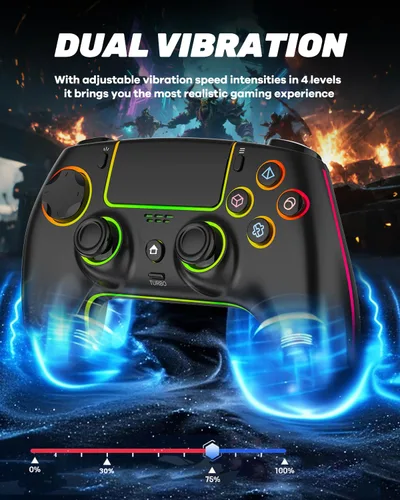 Vista 5 de MYSTILUCK Wireless Pro Controller for PS5/Pro/PC/MAC/Mobile/Steam Deck, Gamepad with 7 Color RGB Lighting/Hall Effect