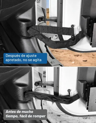 Vista 2 de JOYTUTUS Correas de limitación de puerta compatibles con Wrangler, paquete de 2 correas de control de limitación de puerta ajustables resistentes