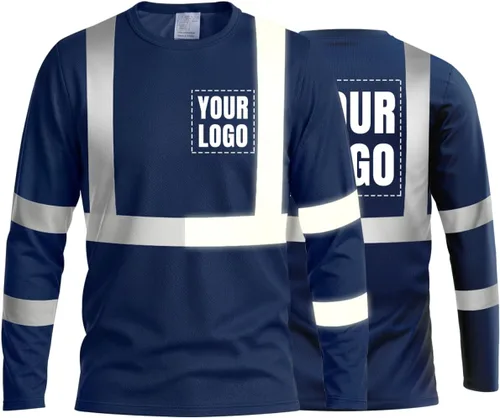 Vista 26 de La alta visibilidad reflexiva de las camisetas de la seguridad del logotipo de encargo Hola Vis de Verde neón - Estilo 8