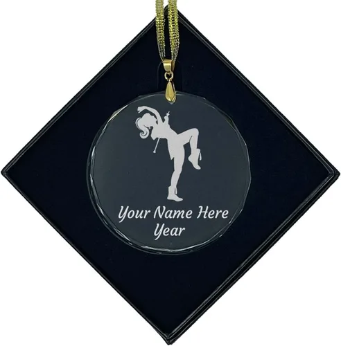 Vista 6 de LaserGram Adorno de Navidad de cristal personalizado, Majorette, idea de regalo grabada con láser (forma de diamante)