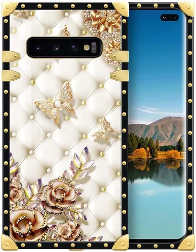 Vista 205 de Funda compatible con Samsung Galaxy S10 4G, TPU suave de lujo y parte trasera de policarbonato duro para niñas y mujeres, funda protectora a prueba