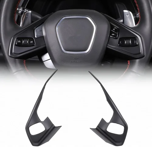 Vista 10 de Funda de marco de botón para volante compatible con Chevrolet Corvette C8 2020-2023, marco de protección de panel de volante de automóvil