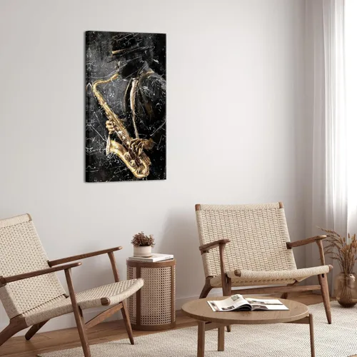 Vista 3 de NutArtPic Arte de pared de música de jazz negro, impresión artística de saxofón, instrumentos musicales, pintura, lienzo de música vintage