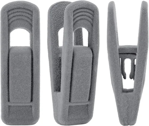 Vista 9 de Trgowaul Perchas de terciopelo - Clips fuertes para pantalones delgados (20 unidades, beige)