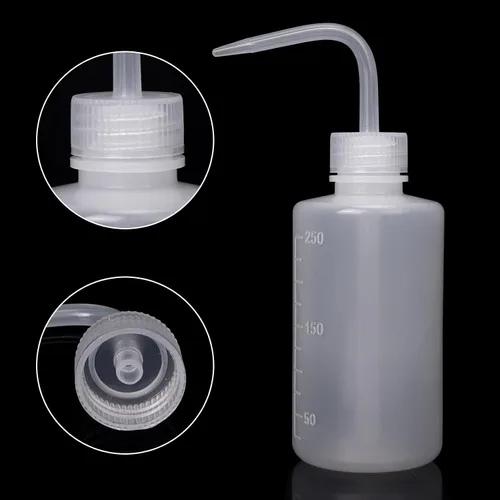Vista 4 de DEPEPE Paquete de 6 botellas de 250 ml exprimibles para líquidos, botella de plástico LDPE de seguridad con boca estrecha y etiquetas de escala