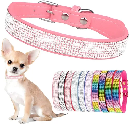 Vista 8 de Hotlion Collar de Perro con Diamantes de Imitación y Cristales, Collar Bonito y Deslumbrante de Cuerpo de Diamante para Cachorros, Gatito, Mascotas