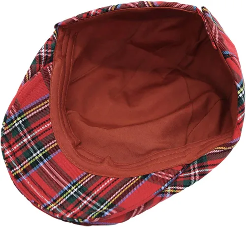 Vista 5 de WITHMOONS Newsboy - Gorro plano de tartán a cuadros para exteriores YZ30078