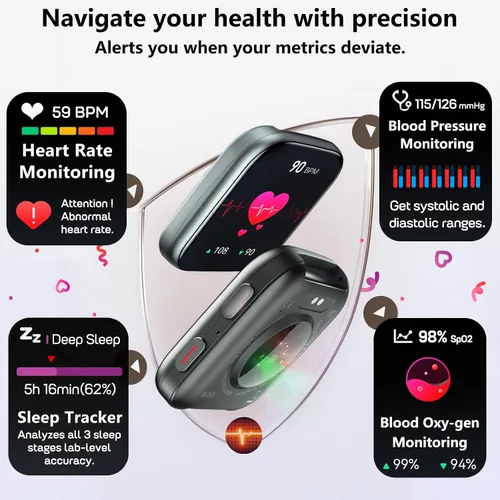 Vista 4 de MorePro Rastreador de fitness con monitor de frecuencia cardíaca 24/7 / presión arterial, seguimiento de oxígeno en sangre/sueño, más de 120