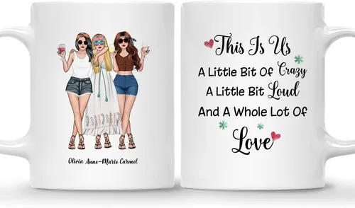 Vista 20 de Gossby Taza personalizada (2 mujeres) Besties Forever Best Friend Regalos de amistad para mujeres, niñas, hermana, taza de café