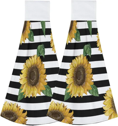 Vista 10 de Toallas vintage de girasol y mariposas para cocina, 2 piezas, toalla de cocina colgante floral de primavera acuarela, toallas de mano florales