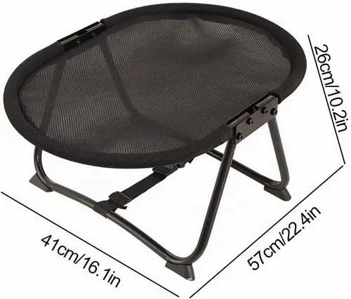 Vista 2 de Hamaca para gatos, cuna elevada independiente para perros en interiores y exteriores, cama plegable para mascotas sin montaje con malla Negro