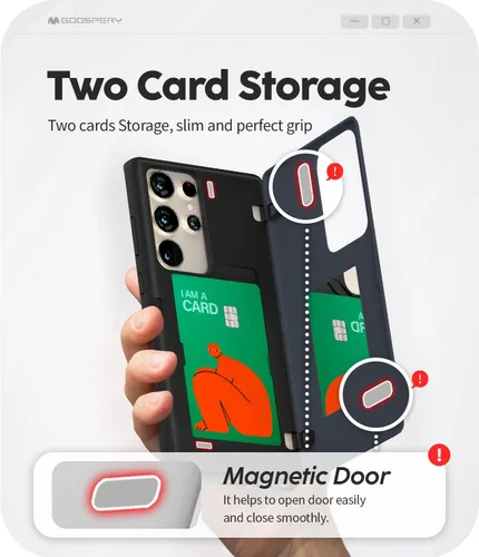 Vista 309 de GOOSPERY Parachoques magnético para puerta compatible con Galaxy S9 Plus, tarjetero tipo billetera con cierre automático por iman, funda protectora