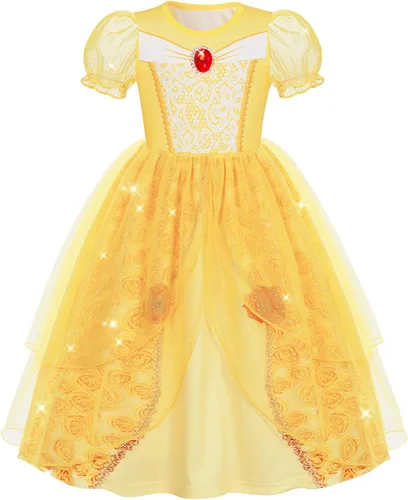 Vista 8 de Ropa de Disfraz de Princesa para Niñas Cumpleaños Fiesta Elegante Disfraz de Halloween Vestidos de Princesa para Niños Pequeños Rosa