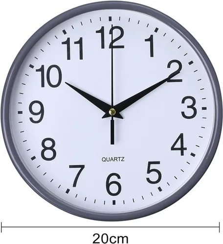 Vista 2 de Reloj de pared redondo de moda, estilo simple, de alta precisión, funciona con pilas, fácil de leer, sin tictac, reloj de cuarzo para decoración