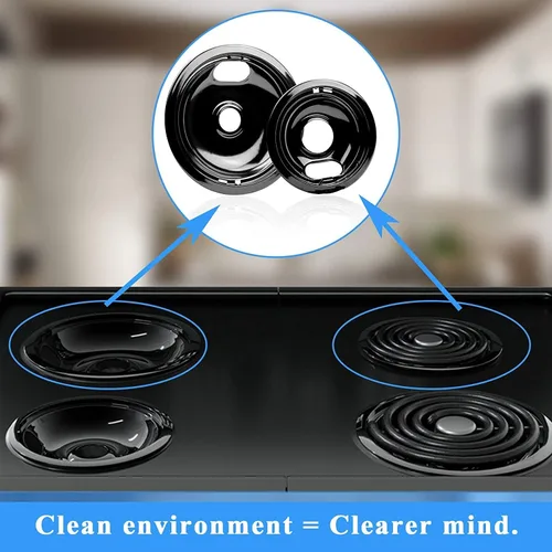 Vista 5 de APPLIANCEMATES W10290350 W10290353 - Juego de sartenes de goteo de porcelana para quemador Whirlpool, cuencos de goteo para estufas eléctricas, 4