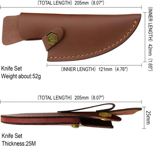 Vista 5 de XYJ Funda para cuchillo de 5.5 pulgadas para cuchillo de carnicería de cuero suave con asa para cinturón, buena para proteger la hoja fija y llevar