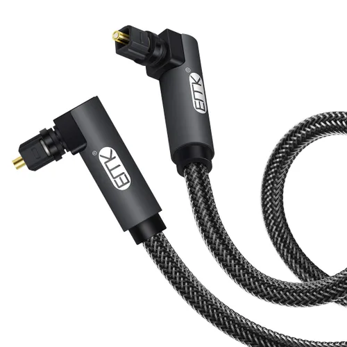 Vista 8 de EMK Cable óptico Toslink de 90 grados con conector de oro de 24K, cable de fibra óptica S/PDIF Toslink macho a macho de 360 grados con enchufe