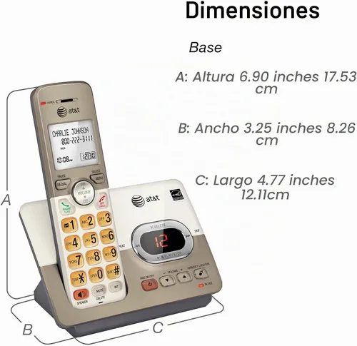 Vista 10 de AT&T - Teléfono inalámbrico expandible con sistema de respuesta y teclas XL retroiluminadas, 5 terminales
