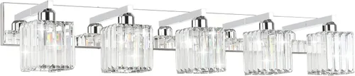 Vista 32 de Aipsun Accesorios de iluminación de tocador de baño, luces de tocador de cristal para baño, 2 luces, accesorios de iluminación de pared de acero