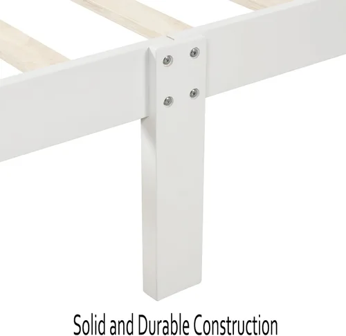 Vista 5 de Base de cama individual de madera con cabecero/estribo, marco de cámara de plataforma moderna, base de colchón de soporte de listones de madera
