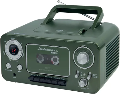 Vista 9 de Reproductor de CD estéreo portátil con Bluetooth, radio estéreo AM/FM y reproductor/grabador de casete (color azul)