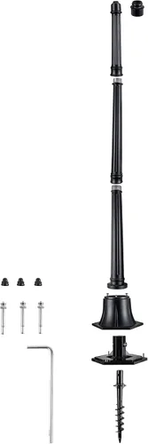 Vista 4 de Gama Sonic Poste de lámpara universal para exteriores para luces solares, poste de aluminio fundido negro de 60 pulgadas con ancla EZ para montaje
