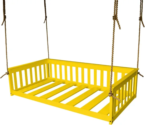 Vista 7 de Amish-Made - Cama de columpio de madera negra con cuerdas Pintura negra