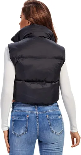 Vista 5 de Fuinloth Chaleco acolchado para mujer, cuello alto y ligero, con cremallera