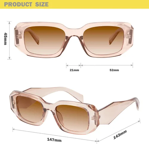 Vista 5 de mosanana Gafas de sol rectangulares de moda para mujeres y hombres