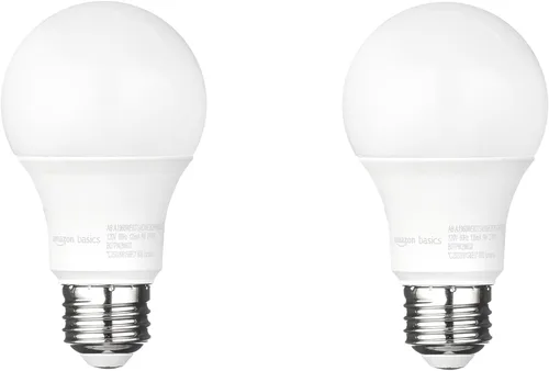Vista 10 de Bombilla LED A19 Amazon Basics con sensor de atardecer a amanecer para exterior, equivalente a 60 W, energía eficiente 9 W, luz de día 5000K, base
