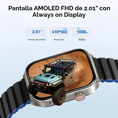 Vista 2 de Reloj inteligente para hombres y mujeres (respuesta/hacer llamadas), relojes inteligentes compatibles con Android y iPhone, pantalla AMOLED de 2.01