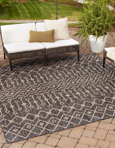 Vista 25 de Unique Loom Outdoor Trellis Collection - Alfombra de área con diseño de enrejado tribal (2 pies 2 pulgadas x 3 pies 1 pulgada, ovalada, azul/marfil)
