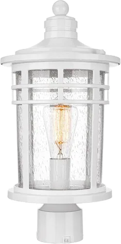 Vista 16 de Darkaway Luz de poste al aire libre, lámpara de poste de luz, carcasa de aluminio impermeable con vidrio ondulado ámbar para entrada de camino