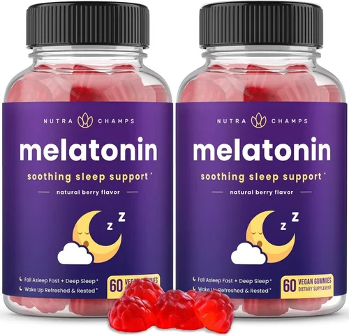 Vista 5 de Gomitas de melatonina para niños y adultos Ayuda natural para dormir sin medicamentos, suplemento de gomita de melatonina para niños con sabor a