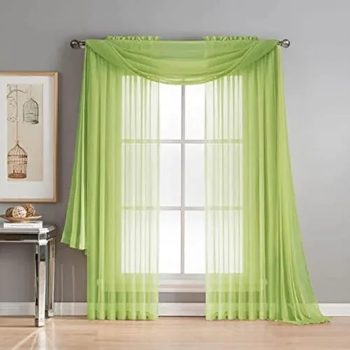 Vista 7 de Set de 3 piezas de cortina de gasa (2 piezas de 58" x 84") y cenefa de ventana (1 pieza de 37" x 216") (Negro)