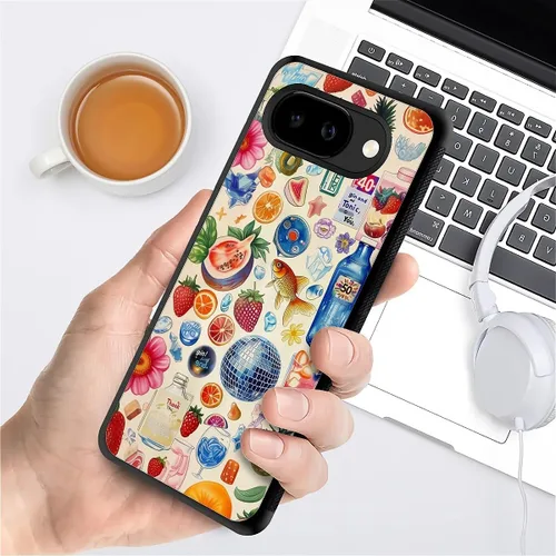 Vista 207 de Compatible con Google Pixel 4A 5G Mobile Case Creative Acrylic Panel trasero Silicona Protección Grip especialmente diseñado para Google Pixel 4A 5G