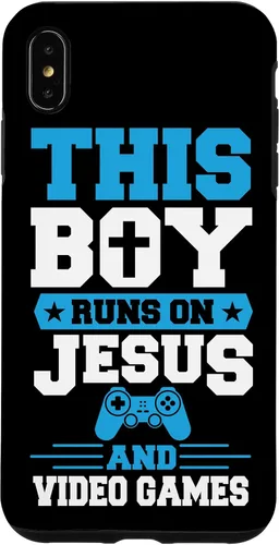 Vista 11 de This Boy Runs On Jesus and Video Games Christian Gamer Case for iPhone 17