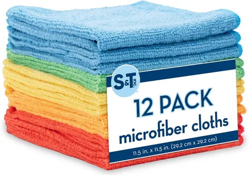 Vista 12 de S&T INC. Paquete de 50 paños de limpieza de microfibra, toalla de microfibra a granel para el hogar, toallas de microfibra reutilizables