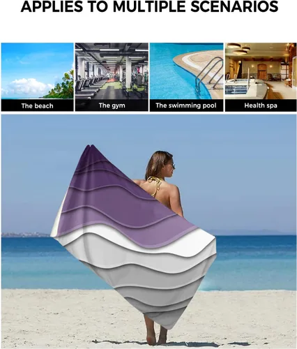 Vista 6 de Juego de toallas de baño de 3 piezas, color morado y gris, juego de toallas de baño suaves para baño, toallas de baño absorbentes