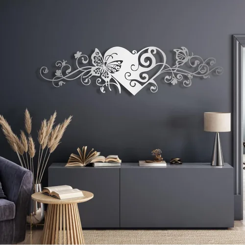 Vista 6 de Arte de pared de metal, arte de pared de corazón de metal, decoración de pared de mariposa de metal, arte de pared de corazón y mariposa, esculturas