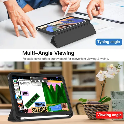 Vista 4 de iMieet Funda para iPad mini 7 2024 (A17 Pro), iPad mini 6 (8.3 pulgadas, modelo 2021), iPad mini 7ª/6ª generación con soporte para lápices, funda