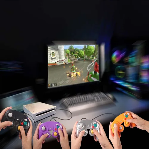 Vista 6 de Gamecube Controller - Paquete de 4 adaptadores de 4 puertos y 4 cables de extensión para Switch PC y consola Wii U mejorada (OPBS)