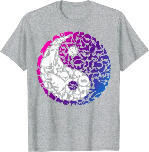 Vista 32 de Cute Kitty Cats and Zen Spirit Peace & Love Yin Yang - Camiseta de gato Negro
