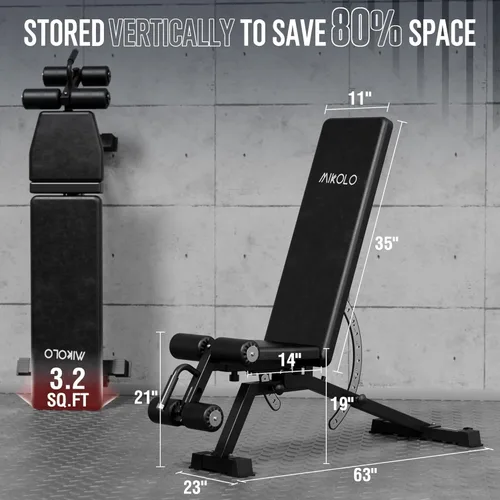 Vista 9 de Mikolo Folding Squat Rack, Wall Mounted Power Rack with Cable Crossover Machine & LAT Pull Down, Functional Trainer with 5 Adjustable Function
