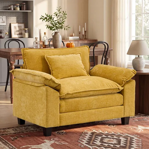 Vista 34 de Oprisen Sofá Seccional Modular, Cómodo Cloud Couch Sofá Seccional, Sofá Cama de Chenilla con Asiento Profundo con Almohadas Decorativas para Sala