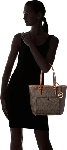 Vista 5 de Michael Kors MK Bolsa de hombro insignia, M, Marrón
