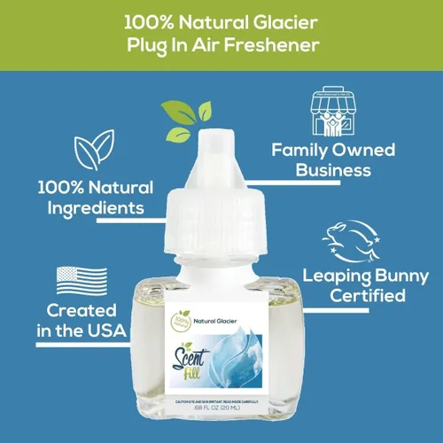 Vista 3 de Scent Fill Ambientador Enchufable de Glaciar 100% Natural, Repuestos de Aceite Perfumado, 2 Repuestos + Difusor