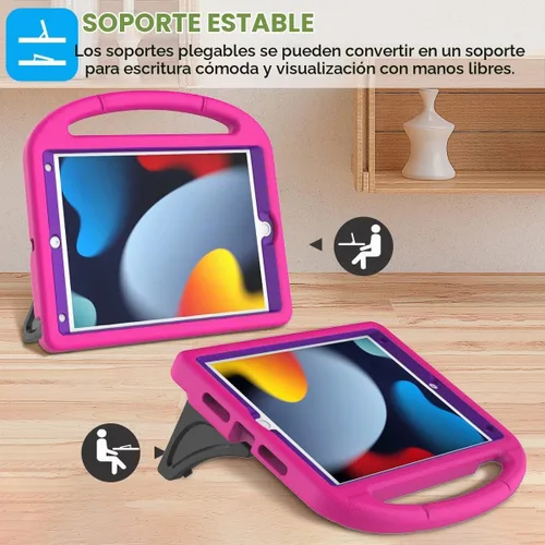 Vista 4 de SUPLIK Funda para niños para iPad de 9ª/8ª/7ª generación - 10.2 pulgadas 2021/2020/2019 Funda con protector de pantalla integrado, asa resistente a