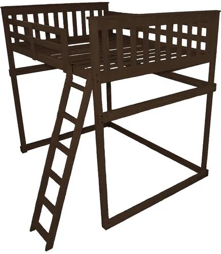 Vista 21 de Furniture Barn USA - Cama tipo loft de tamaño individual con escalera final, pintado de pino negro