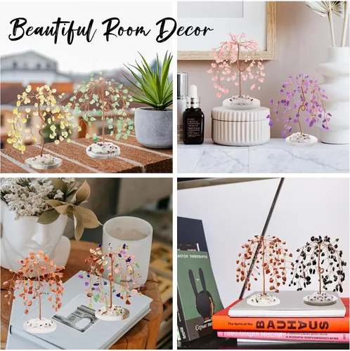 Vista 3 de ZHIYUXI Árbol de cristales de chakra, regalos para hombres y mujeres, decoración de habitación, accesorios de escritorio para el hogar, piedras
